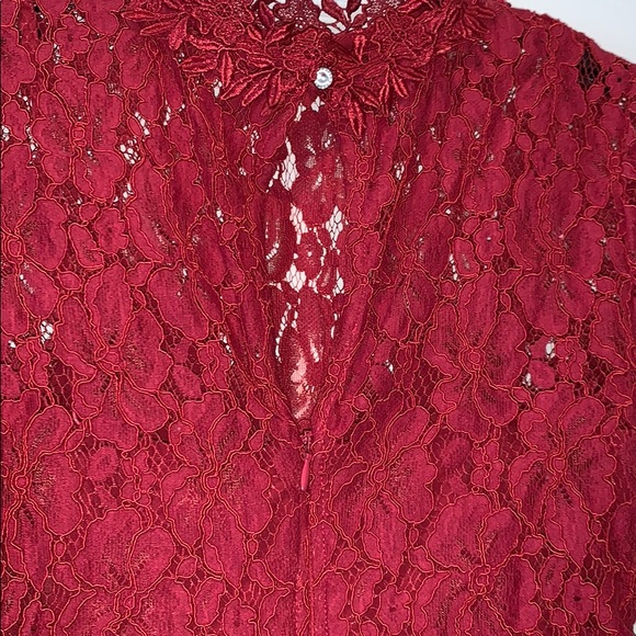 Little Mistress red dress with lace top, Sz SP - Picture 4 of 9